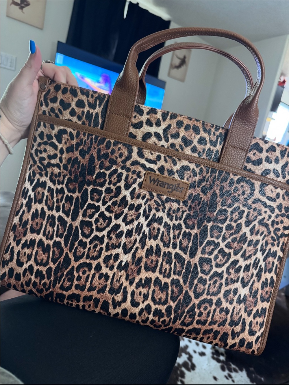 Wrangler Leopard-Print Tote in Brown and Black